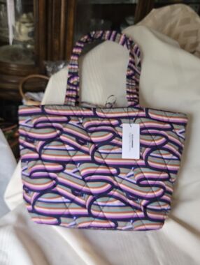 Vera Bradley Small East West Tote In Retro Ribbons